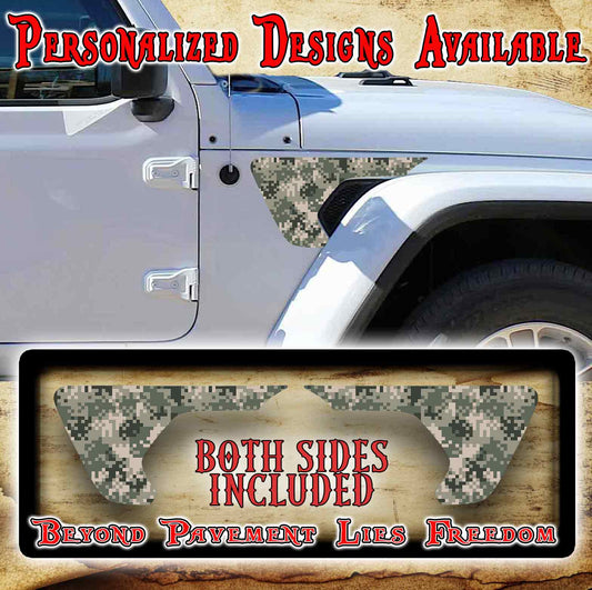 camo fender vent decal for the JL or JT 2018 or newer 122
