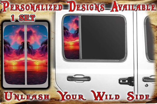 Beach Side door window decal 157