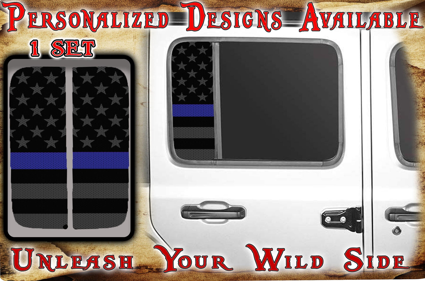 Side door window decal American Flag 162