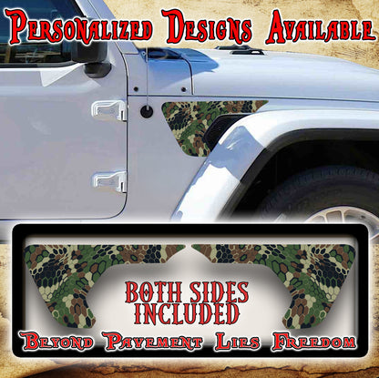 kryptic camo green fender vent decal for the JL or JT 2018 or newer 191