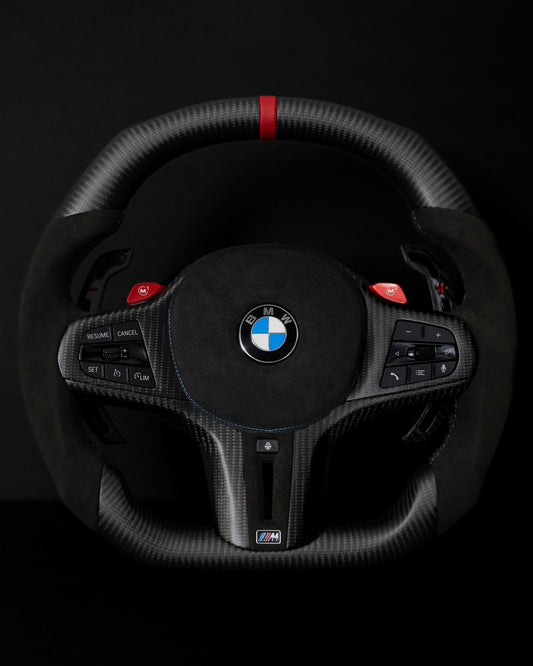 BMW Alcantara Flat Bottom Matte Carbon Fiber Steering Wheel for G Chassis- Carbone's Signature Design for G20 G30 G80 G82 M3 M4 M2 M340i