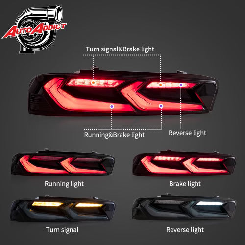 2016-2018 CHEVY CAMARO UMBRA LED TAILLIGHTS GLOSS BLACK/SMOKE LENS