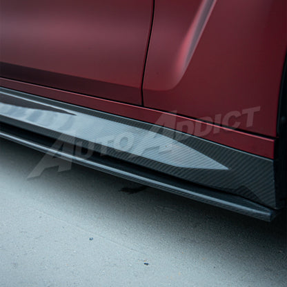 2021-2026 BMW G80 M3 Dry Gloss Double Sided Carbon Fiber V2 Side Skirts Pair