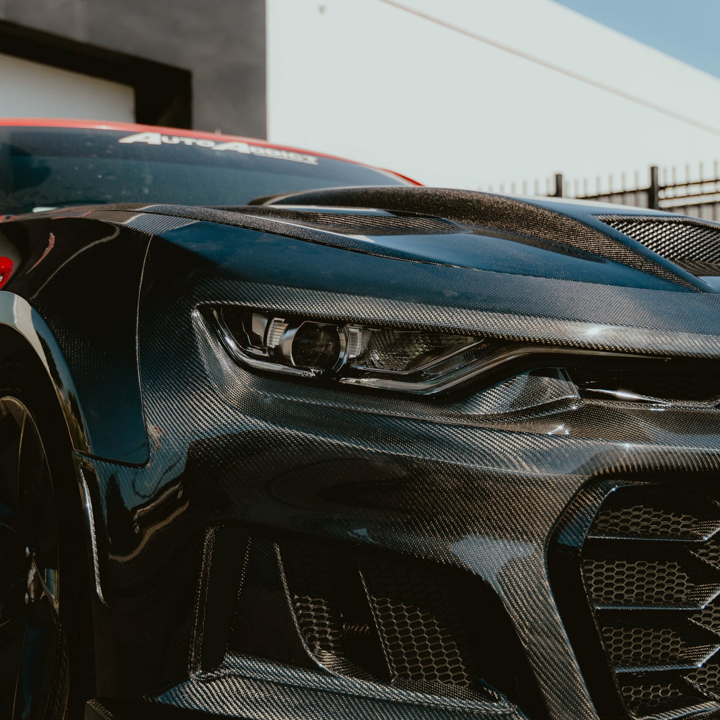 2019-2025 Chevy Camaro SS RS LT Black Panther ZL1 1LE 1PC Full Gloss Carbon Fiber Track Package Front Bumper Conversion for RS Headlights