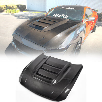 2024–2026 Mustang S650 Heritage SC™ V-Shaped Dry Gloss Carbon Fiber Hood Track Package