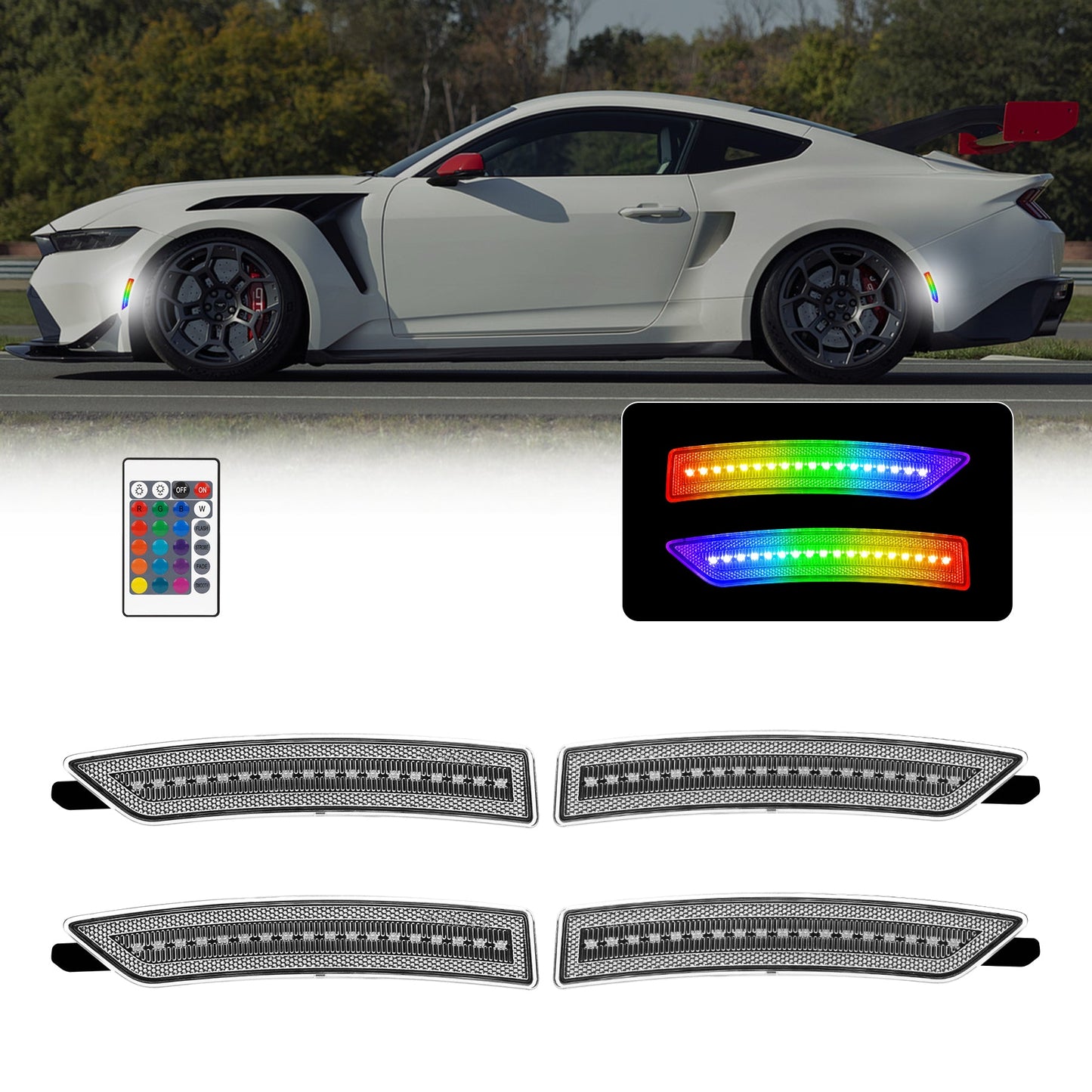 2024-2026 Ford Mustang S650 RGB Clear LED Side Markers