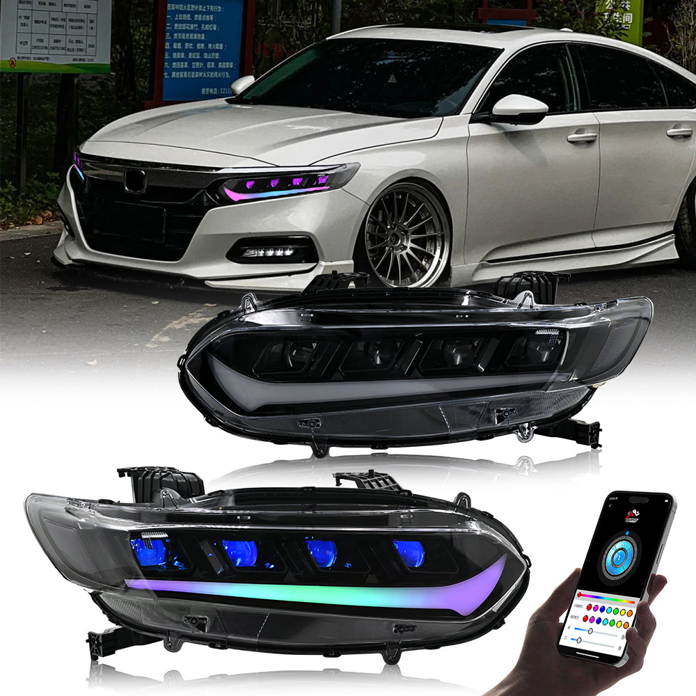 OPEN BOX - RGB Headlight For Honda Accord 10th Gen 2018-2021 LX/EX/EXL/Sport/SE