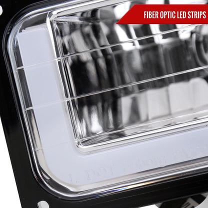 1988-1993 Chevrolet/GMC C10 C/K Sierra Tahoe LED Tube Factory Style Headlights with Bumper & Corner Lights (Chrome Housing/Clear Lens)