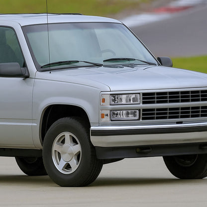 1988-1993 Chevrolet/GMC C10 C/K Sierra Tahoe LED Tube Factory Style Headlights with Bumper & Corner Lights (Chrome Housing/Clear Lens)