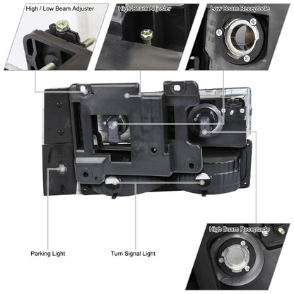 1988-1993 Chevrolet C/K Blazer/Tahoe/Silverado/Suburban GMC Sierra/Yukon Factory Style Headlights, Bumper Lights, & Corner Lights Set (Chrome Housing/Clear Lens)