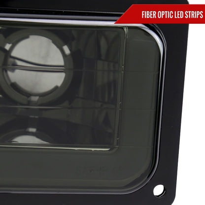 1988-1993 Chevrolet/GMC C10 C/K Sierra Tahoe LED Tube Factory Style Headlights with Bumper & Corner Lights (Chrome Housing/Smoked Lens)