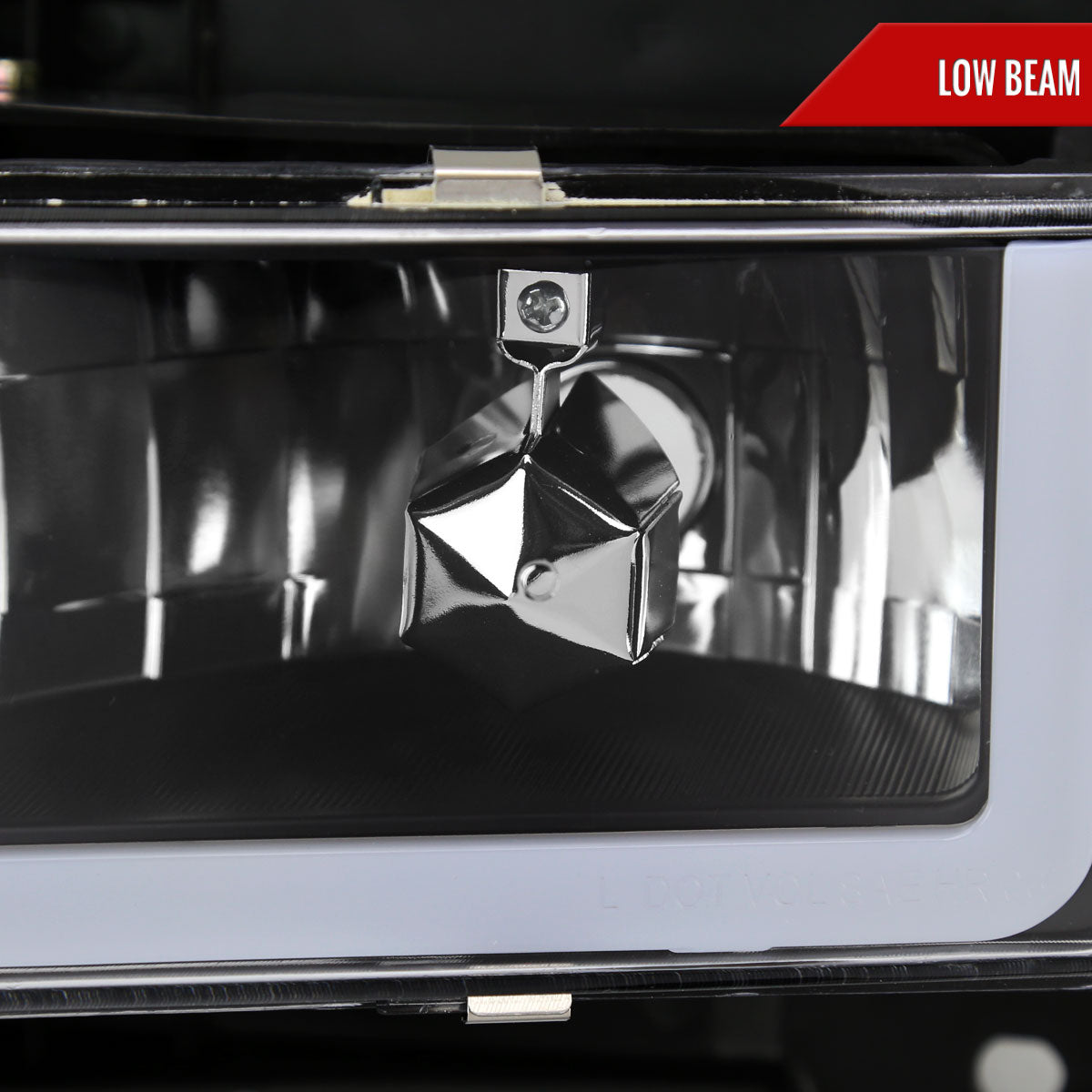 1988-1993 Chevrolet/GMC C10 C/K Sierra Tahoe LED Tube Factory Style Headlights with Bumper & Corner Lights (Matte Black Housing/Clear Lens)