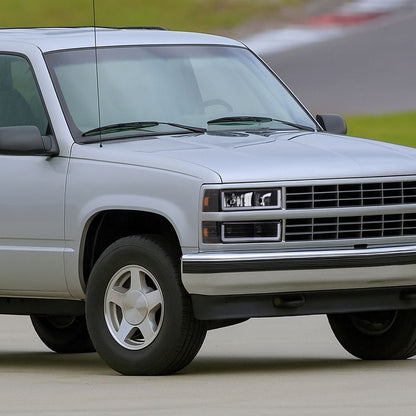1988-1993 Chevrolet/GMC C10 C/K Sierra Tahoe LED Tube Factory Style Headlights with Bumper & Corner Lights (Matte Black Housing/Clear Lens)