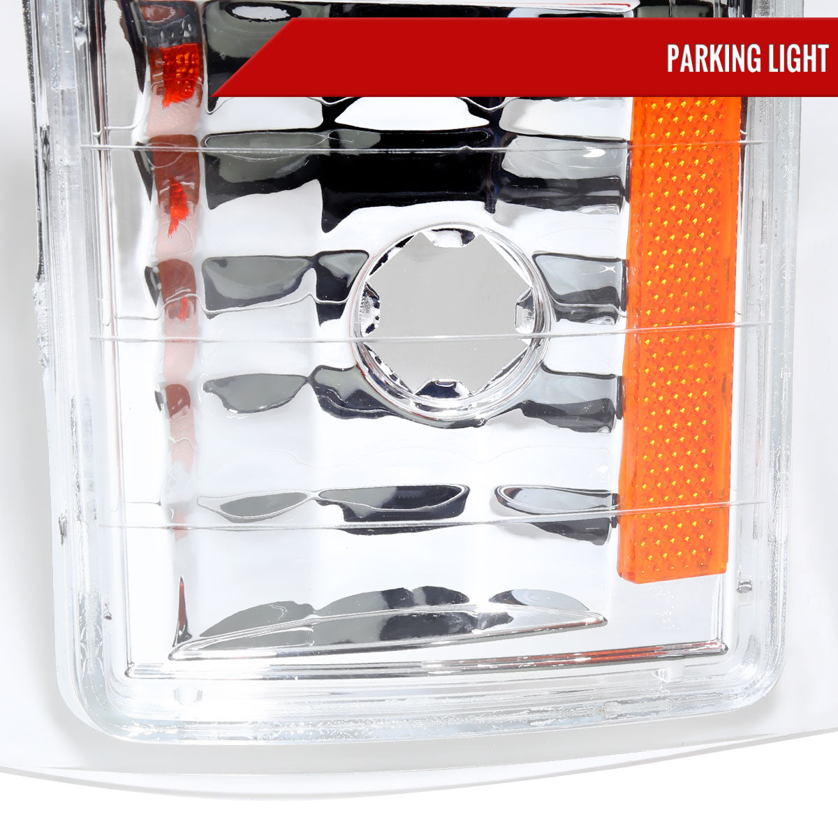 1994-1998 Chevrolet C10 C/K Tahoe Suburban LED Tube Factory Headlights with Corner Signal Bumper Lights (Chrome Housing/Clear Lens)