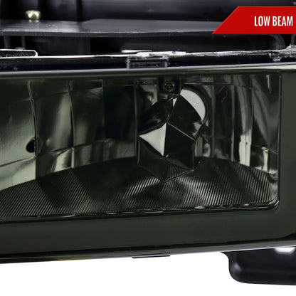 1994-1998 Chevrolet Silverado/Tahoe/Suburban/C10 Factory Style Headlights w/LED Strip and Bumper & Corner Lights (Chrome Housing/Smoked Lens)