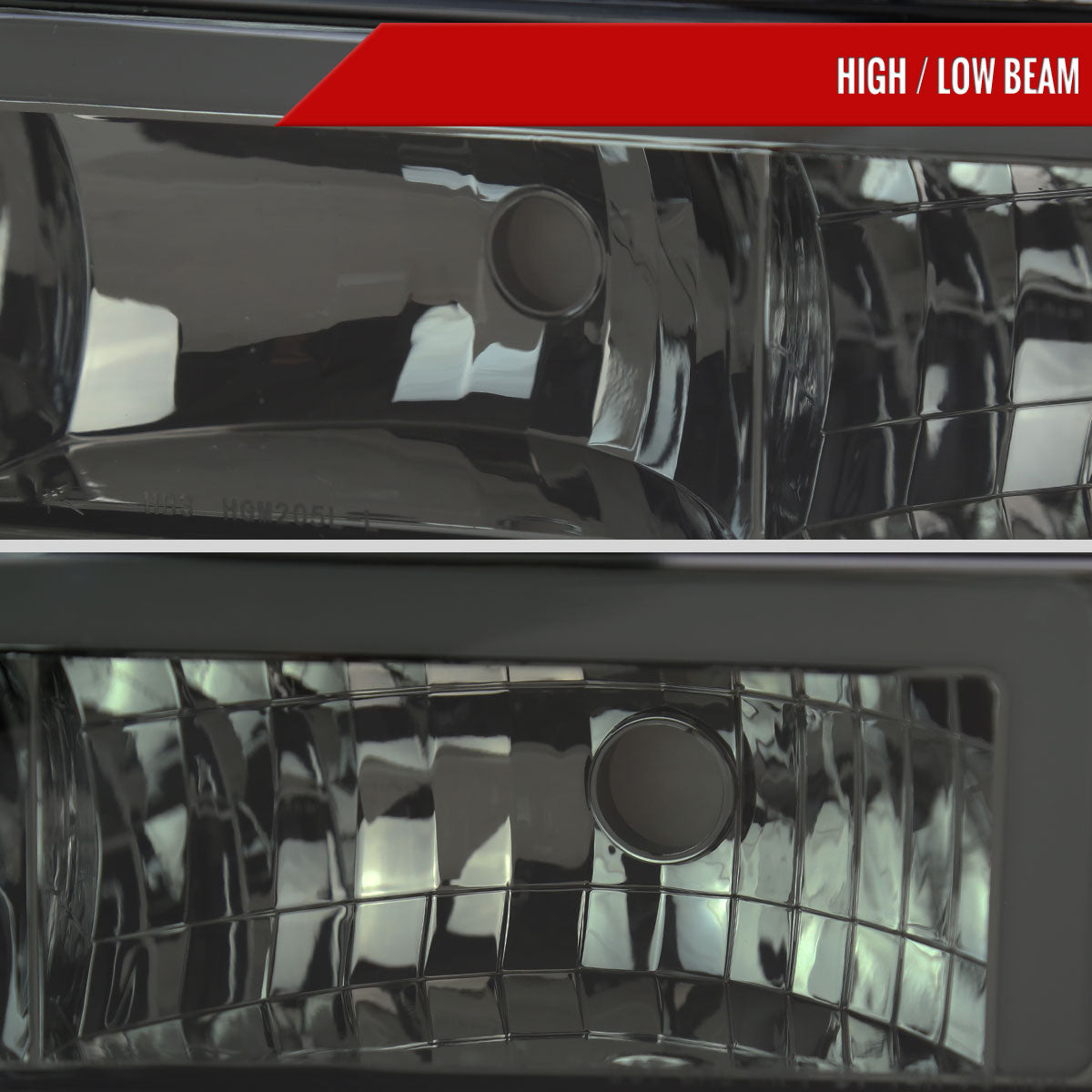 1994-1998 Chevrolet C10 C/K Tahoe Suburban LED Tube Factory Headlights with Corner Signal Bumper Lights (Chrome Housing/Smoked Lens)