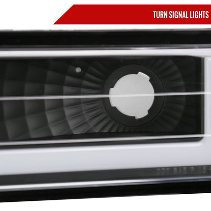 1994-1998 Chevrolet C10 C/K Tahoe Suburban LED Tube Factory Headlights with Corner Signal Bumper Lights (Matte Black Housing/Clear Lens)