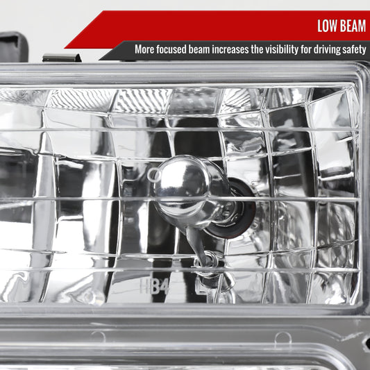 1994-1998 GMC C10/Sierra/Suburban/Yukon Factory Style Headlights w/ Bumper & Corner Lights (Chrome Housing/Clear Lens)