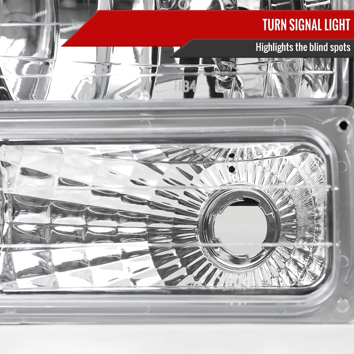 1994-1998 GMC C10/Sierra/Suburban/Yukon Factory Style Headlights w/ Bumper & Corner Lights (Chrome Housing/Clear Lens)