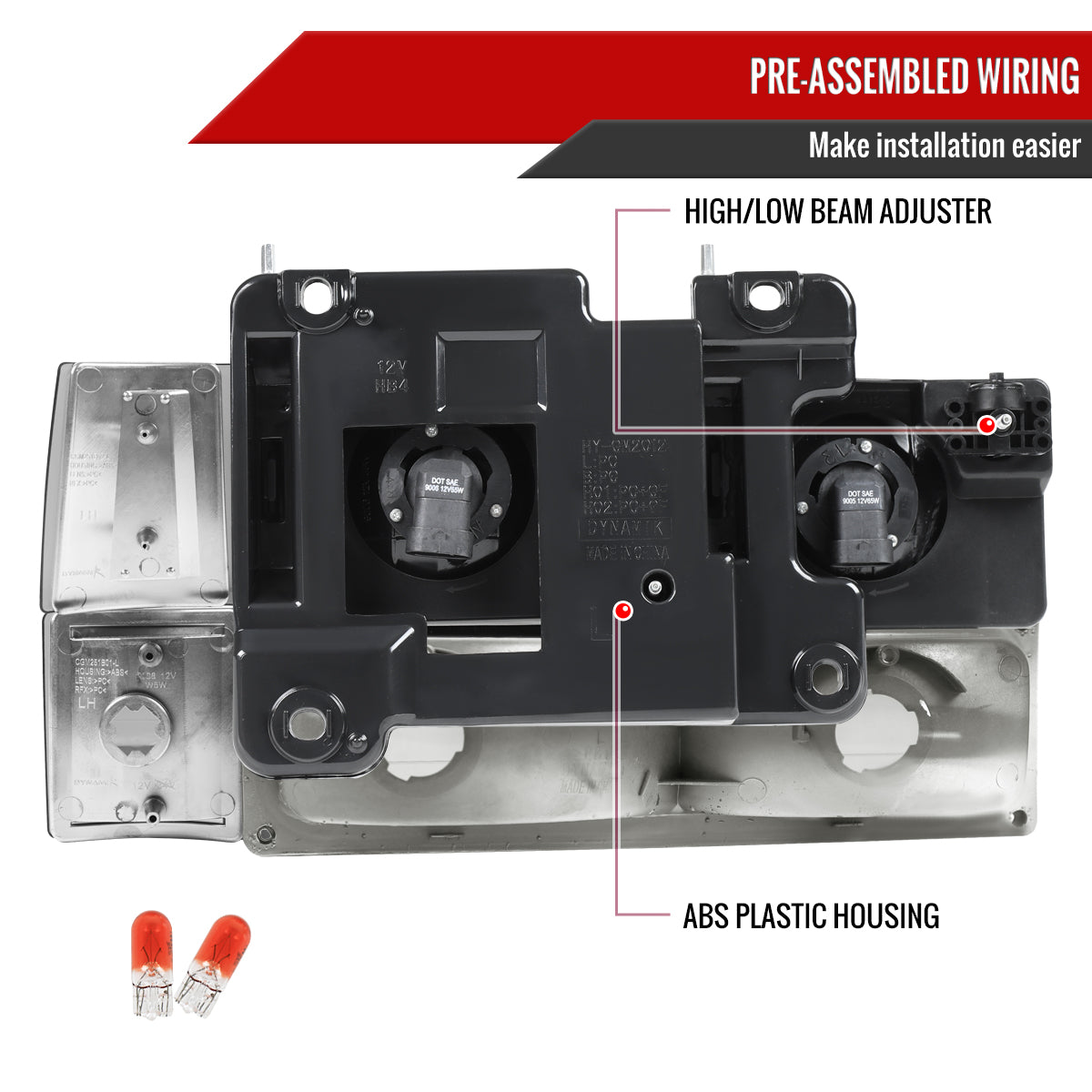 1994-1998 GMC C10/Sierra/Suburban/Yukon Factory Style Headlights w/ Bumper & Corner Lights (Chrome Housing/Clear Lens)