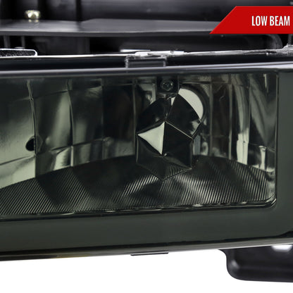 1994-1998 GMC C10/Sierra/Suburban/Yukon Factory Style Headlights w/LED Strip and Bumper & Corner Lights (Chrome Housing/Smoked Lens)