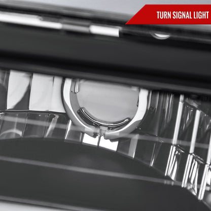 1994-1998 GMC C10/Sierra/Suburban/Yukon Factory Style Headlights w/LED Strip and Bumper & Corner Lights (Matte Black Housing/ Clear Lens)