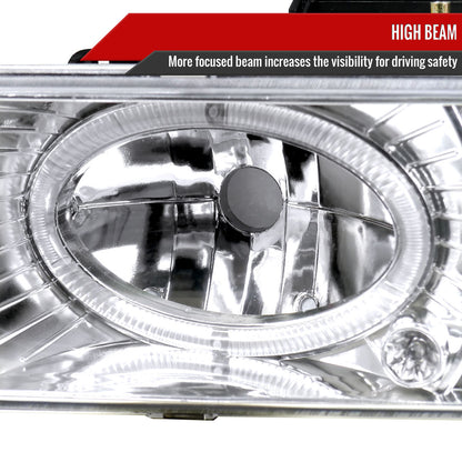 1994-1998 Chevrolet C/K 1500 2500/Tahoe Dual Halo Projector Headlights With Bumper and Corner Signal Lights (Chrome Housing/Clear Lens)