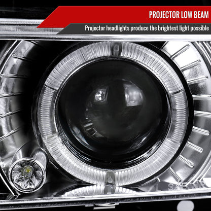 1994-1999 GMC C/K C10 Sierra Dual Halo Projector Headlights With Bumper and Corner Signal Lights (Chrome Housing/Clear Lens)