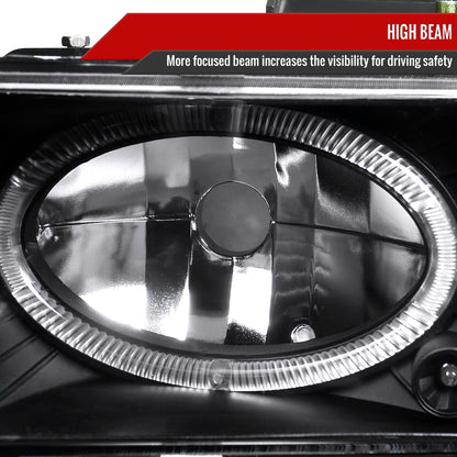1994-1999 GMC C/K C10 Sierra Dual Halo Projector Headlights With Bumper and Corner Signal Lights (Matte Black Housing/Clear Lens)