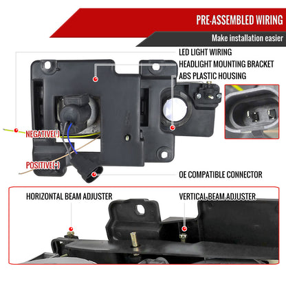 1994-1999 GMC C/K C10 Sierra Dual Halo Projector Headlights With Bumper and Corner Signal Lights (Matte Black Housing/Clear Lens)