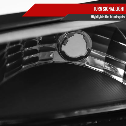 2002-2006 Chevrolet Avalanche 1500/2500 Factory Style Headlights w/ Bumper Signal Lights (Matte Black Housing/Clear Lens)