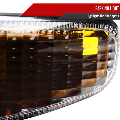 1999-2006 GMC Sierra 1500/2500/3500 Denali/2000-2006 Yukon/Yukon XL Denali Factory Style Headlights and Bumper Lights (Matte Black Housing/Clear Lens)