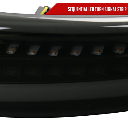 1999-2006 GMC Sierra Denali/2007 Sierra Classic Denali/2000-2006 Yukon/XL Denali Factory Style Headlights with LED Sequential Turn Signal Bumper Lights (Matte Black Housing/Smoked Lens)