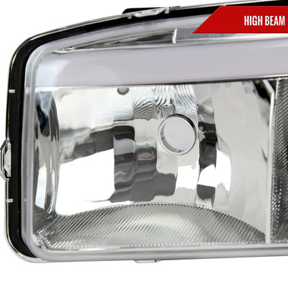 1999-2006 GMC Sierra/2007 Sierra Classic/2000-2006 Yukon/XL Factory Style Headlights and Sequential Turn Signal Bumper Lights (Chrome Housing/Clear Lens)