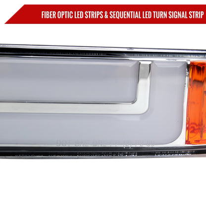 1999-2006 GMC Sierra/2007 Sierra Classic/2000-2006 Yukon/XL Factory Style Headlights and Sequential Turn Signal Bumper Lights (Chrome Housing/Clear Lens)
