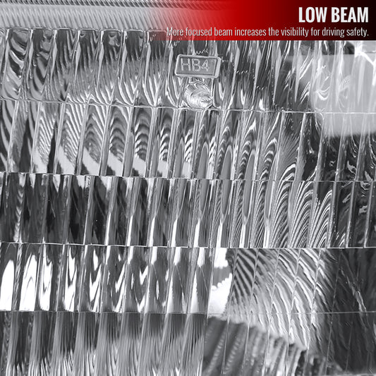 1999-2006 GMC Sierra/Yukon/Yukon XL Factory Style Crystal Headlights w/ Bumper Lights (Chrome Housing/Clear Lens)