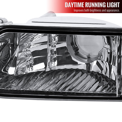 1999-2006 GMC Sierra/Yukon/Yukon XL Factory Style Crystal Headlights w/ Bumper Lights (Chrome Housing/Clear Lens)