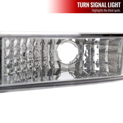 1999-2006 GMC Sierra/2007 Sierra Classic/2000-2006 Yukon/XL Factory Style Headlights and Bumper Lights with Amber Reflector (Chrome Housing/Clear Lens)