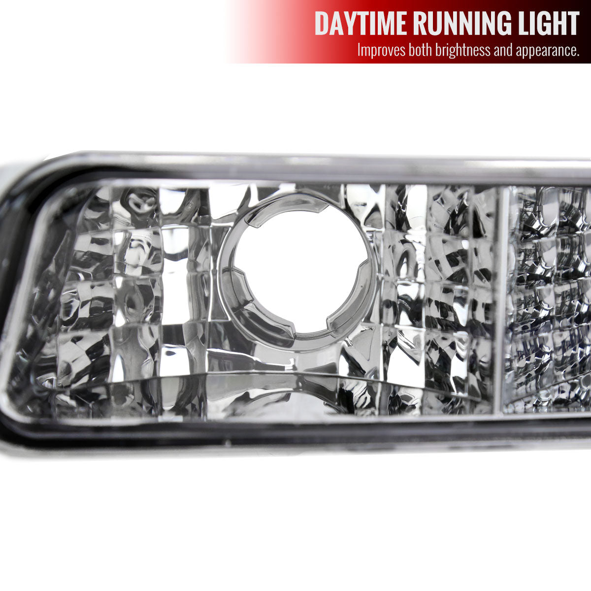 1999-2006 GMC Sierra/2007 Sierra Classic/2000-2006 Yukon/XL Factory Style Headlights and Bumper Lights with Amber Reflector (Chrome Housing/Clear Lens)