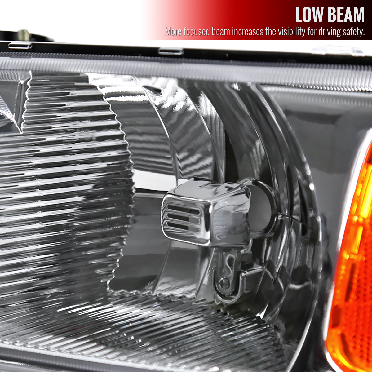 1999-2007 GMC Sierra/ 2000-2006 Yukon/Yukon XL Factory Style Crystal Headlights w/ Amber Reflector & Bumper Lights (Chrome Housing/Clear Lens)
