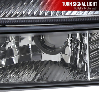 1999-2007 GMC Sierra/ 2000-2006 Yukon/Yukon XL Factory Style Crystal Headlights w/ Amber Reflector & Bumper Lights (Chrome Housing/Clear Lens)