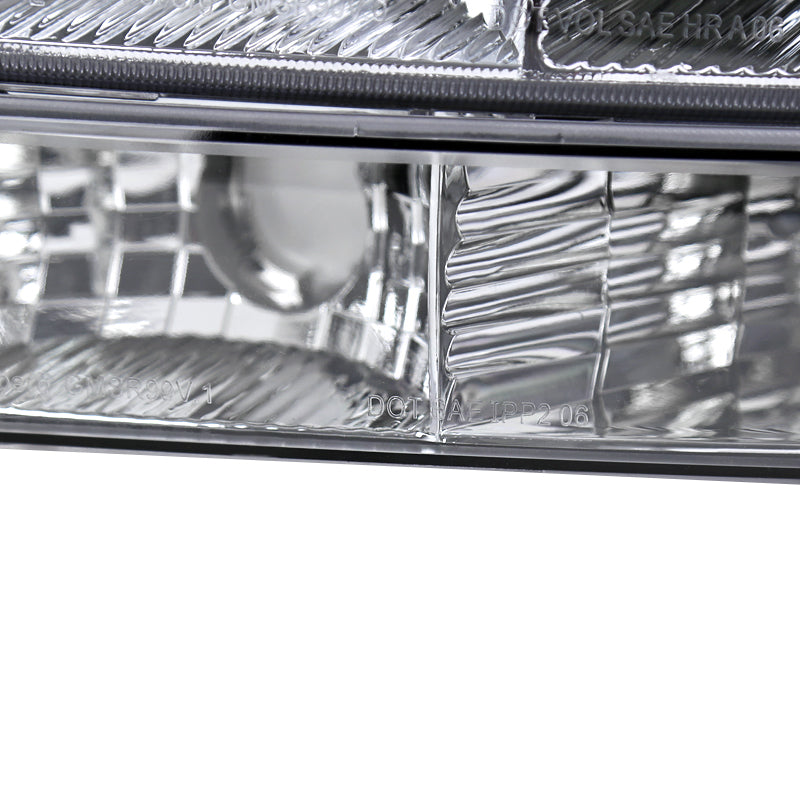 1999-2007 GMC Sierra/ 2000-2006 Yukon/Yukon XL Factory Style Crystal Headlights w/ Amber Reflector & Bumper Lights (Chrome Housing/Clear Lens)