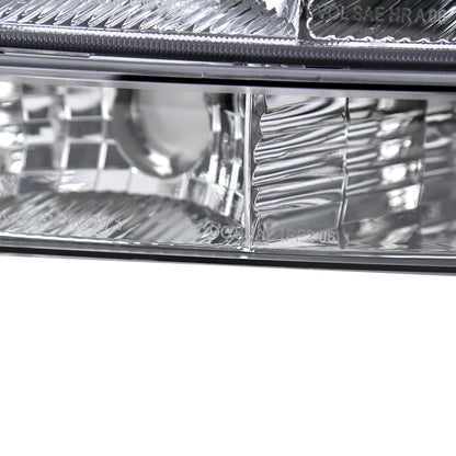 1999-2007 GMC Sierra/ 2000-2006 Yukon/Yukon XL Factory Style Crystal Headlights w/ Amber Reflector & Bumper Lights (Chrome Housing/Clear Lens)