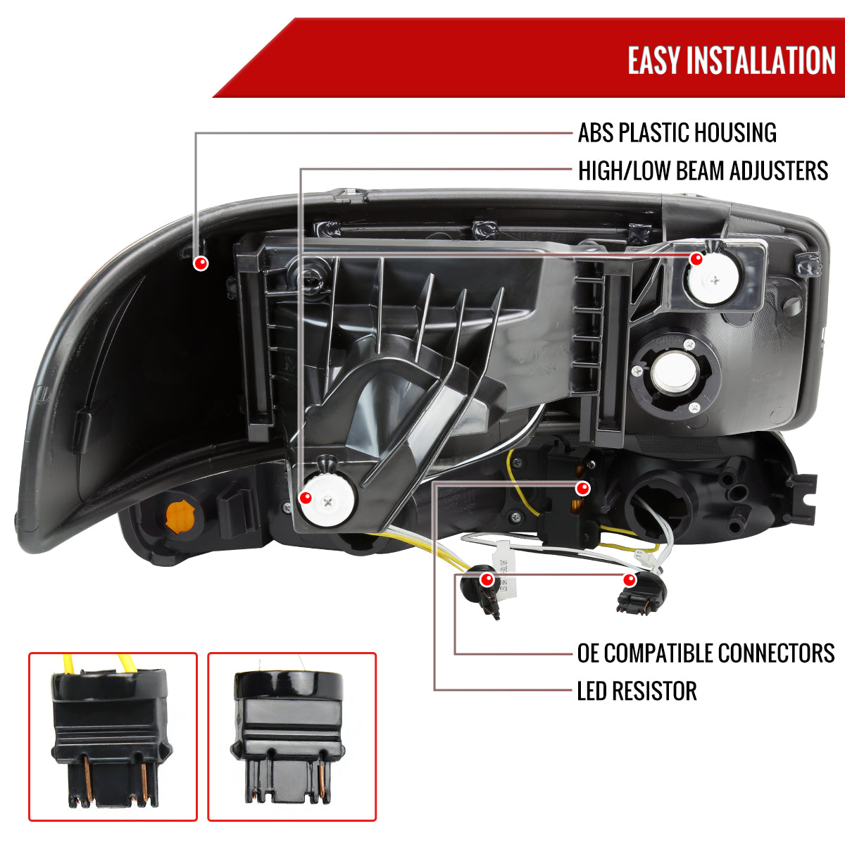 1999-2006 GMC Sierra/2007 Sierra Classic/2000-2006 Yukon/XL Factory Style Headlights and Sequential Turn Signal Bumper Lights (Matte Black Housing/Clear Lens)