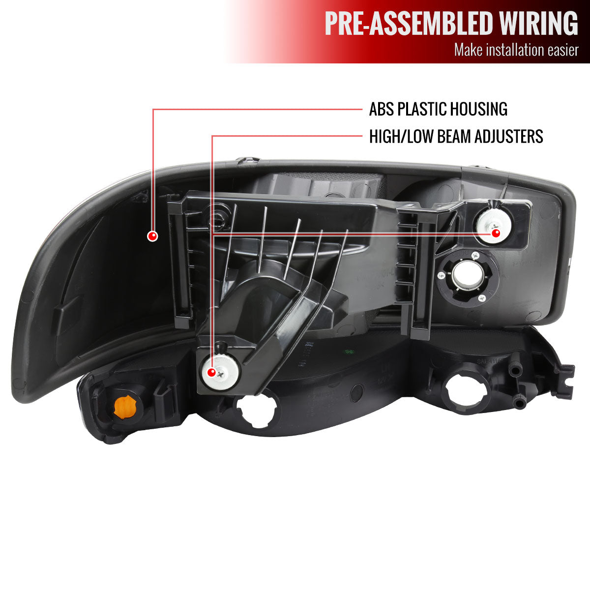 1999-2006 GMC Sierra/2007 Sierra Classic/2000-2006 Yukon/XL Factory Style Headlights and Bumper Lights with Amber Reflector (Matte Black Housing/Smoked Lens)