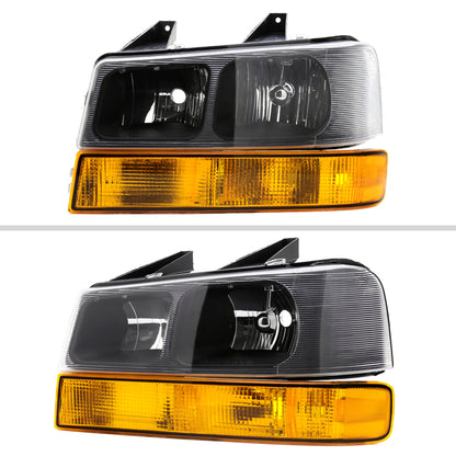 2003-2023 Chevrolet Express/GMC Savana Factory Style Headlights w/ Amber Lens Bumper Lamp (Black Housing/Clear Lens)