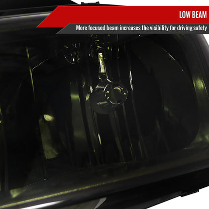 2002-2006 Chevrolet Avalanche/ 2003-2007 Silverado Factory Style Headlights w/ Bumper Lights (Chrome Housing/Smoked Lens)