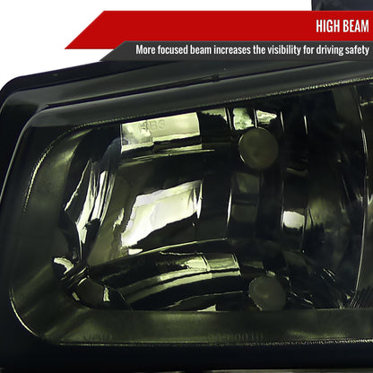 2002-2006 Chevrolet Avalanche/ 2003-2007 Silverado Factory Style Headlights w/ Bumper Lights (Chrome Housing/Smoked Lens)