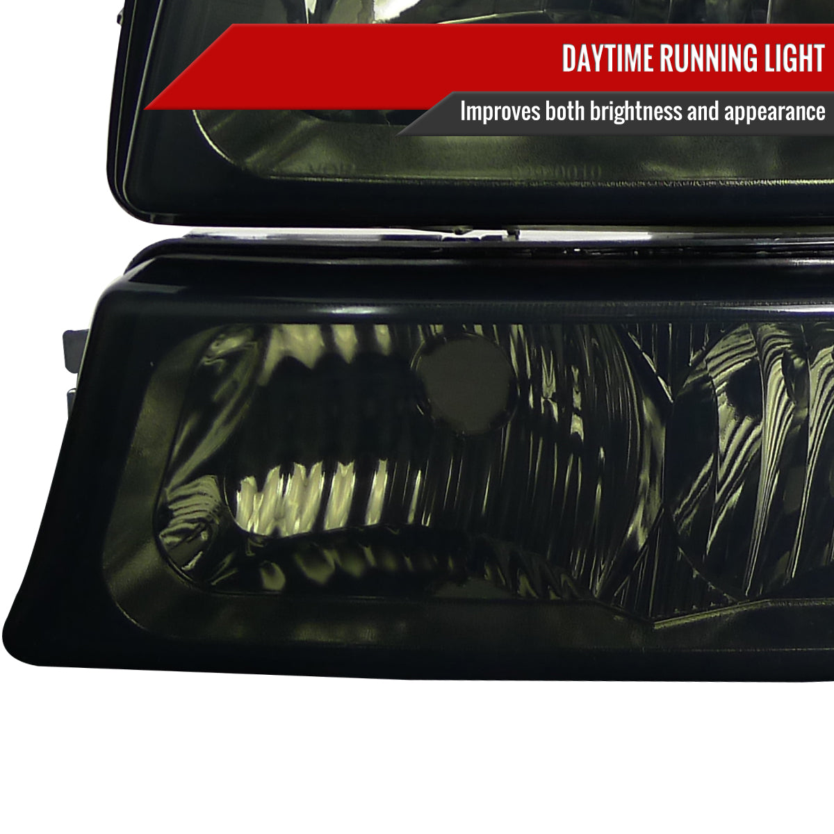 2002-2006 Chevrolet Avalanche/ 2003-2007 Silverado Factory Style Headlights w/ Bumper Lights (Chrome Housing/Smoked Lens)