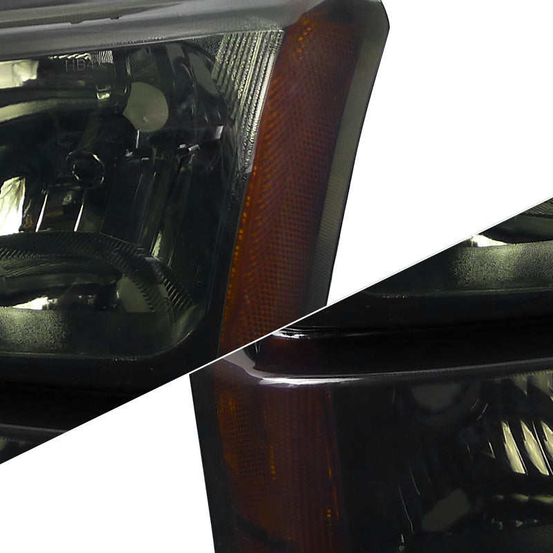 2002-2006 Chevrolet Avalanche/ 2003-2007 Silverado Factory Style Headlights w/ Bumper Lights (Chrome Housing/Smoked Lens)
